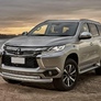 Защита переднего бампера d76+d57 Mitsubishi Pajero Sport (2016-2021)