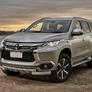 Защита переднего бампера d76+d57 с профильной защитой картера Mitsubishi Pajero Sport (2016-2021)