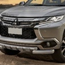 Защита переднего бампера d76+d57 с профильной защитой картера Mitsubishi Pajero Sport (2016-2021)