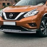 Защита переднего бампера d57+d42 Nissan Murano (2016-2023)