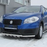 Защита переднего бампера d57+d42 двойная с профильной ЗК Suzuki SX4 (2014-2021)