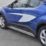 Пороги труба d75х42 овал с проступью RUSSTAL Toyota C-HR (2018-2024)