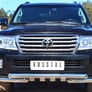 Защита переднего бампера d76 дуга d76х2 дуга+клыки RUSSTAL Toyota Land Cruize 200 (2012-2015)
