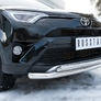 Защита переднего бампера d63 секции+d75х42 дуга RUSSTAL Toyota RAV4 (2015-2019)