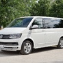 Защита переднего бампера d42 секция-d42 секция RUSSTAL Volkswagen Multivan Caravella Transporter T6 (короткая база) (2016-2020)