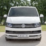 Защита переднего бампера d42 секция-d42 секция RUSSTAL Volkswagen Multivan Caravella Transporter T6 (короткая база) (2016-2020)
