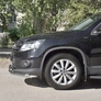 Защита переднего бампера d63 секции-d42 дуга RUSSTAL Volkswagen Tiguan Sport & Style (2011-2016)