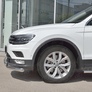 Защита переднего бампера d63 секции-d75х42 дуга RUSSTAL Volkswagen Tiguan (кроме Off Road) (2017-2020)