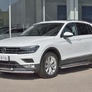 Защита переднего бампера d63 секции-d42 дуга RUSSTAL Volkswagen Tiguan (кроме Off Road) (2017-2020)