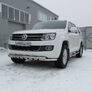 Защита переднего бампера d57+d57 двойная с профильной ЗК Volkswagen Amarok (2013-2016)