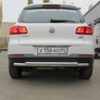 Защита заднего бампера d57+d42 двойная радиусная Volkswagen Tiguan (2011-2017)