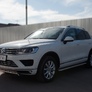 Защита переднего бампера d75х42 дуга короткая RUSSTAL Volkswagen Touareg (2014-2019)