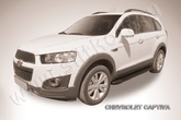 Пороги алюминиевые Slitkoff Optima Black черные Chevrolet Captiva (2013-2020)