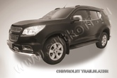 Пороги алюминиевые Slitkoff Optima Black черные Chevrolet Trailblazer (2012-2020)