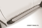 Пороги алюминиевые Slitkoff Standart Silver серебристые Chery Tiggo FL (2013-2016)