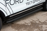 Пороги алюминиевые Slitkoff Optima Black черные Ford Explorer (2015-2018)