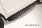Пороги алюминиевые Slitkoff Optima Black черные Geely Emgrand X7 (2013-2016)