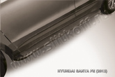 Пороги алюминиевые Slitkoff Optima Black черные Hyundai Santa Fe (2012-2018)
