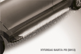 Пороги алюминиевые Slitkoff Optima Silver серебристые Hyundai Santa Fe (2012-2018)