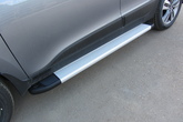 Пороги алюминиевые Slitkoff Optima Silver серебристые Hyundai ix35 (2010-2015)