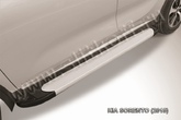 Пороги алюминиевые Slitkoff Optima Silver серебристые Kia Sorento (2015-2020)
