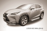 Пороги алюминиевые Slitkoff Standart Silver серебристые Lexus NX 300h (2014-2021)