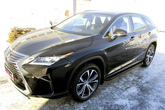 Пороги алюминиевые Slitkoff Optima Black черные Lexus RX 350 (2015-2021)