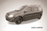 Пороги алюминиевые Slitkoff Optima Black черные Lada Largus (2012-2021)