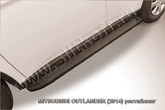 Пороги алюминиевые Slitkoff Optima Black черные Mitsubishi Outlander (2012-2014)