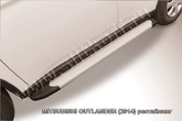 Пороги алюминиевые Slitkoff Optima Silver серебристые Mitsubishi Outlander (2012-2014)