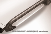 Пороги алюминиевые Slitkoff Optima Silver серебристые Mitsubishi Outlander (2015-2018)