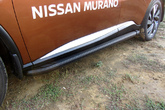 Пороги алюминиевые Slitkoff Optima Black черные Nissan Murano (2016-2023)