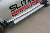 Пороги алюминиевые Slitkoff Optima Silver серебристые Renault Duster (2011-2015)