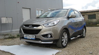 Защита переднего бампера d57+d42 двойная  Hyundai ix35 (2010-2015)