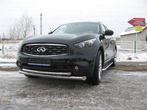 Защита переднего бампера d76+d57 двойная  Infiniti FX35/FX50 (2008-2014)