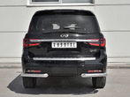 Защита заднего бампера уголки d76 секции под брызговик RUSSTAL Infiniti QX80 (2018-2019)