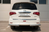 Защита заднего бампера уголки d76 секции RUSSTAL Infiniti QX80 (2014-2017)