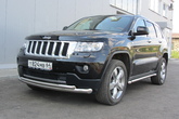 Защита переднего бампера d76+d57 двойная радиусная Jeep Grand Cherokee (2011-2023)