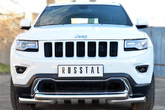 Защита переднего бампера d76 дуга d76х2 дуга+клыки RUSSTAL Jeep Grand Cherokee (2013-2022)