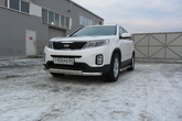 Защита переднего бампера d76+d57 двойная Kia Sorento (2013-2015)