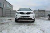 Защита переднего бампера d57+d42 двойная радиусная Kia Sorento (2013-2015)