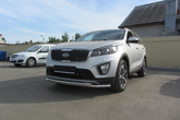 Защита переднего бампера d57+d42 двойная Kia Sorento (2015-2020)