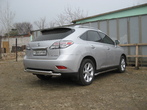 Защита заднего бампера d57+d57 двойная Lexus RX 350 (2009-2012)