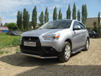 Защита переднего бампера d57+d42 двойная Mitsubishi ASX (2010-2012)