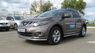 Защита переднего бампера d57+d42 двойная Nissan Murano (2011-2016)