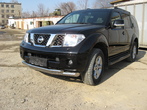 Защита переднего бампера d76+d57 двойная Nissan Pathfinder (2011-2014)