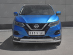 Защита переднего бампера d63 секции-d75х42 дуга RUSSTAL Nissan Qashqai (2019-2024)