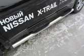 Защита порогов d76 с проступями Nissan X-Trail (2015-2023)