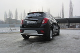 Защита заднего бампера d57+d42 двойная радиусная Opel Mokka (2013-2020)