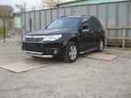 Защита переднего бампера d76+d57 двойная Subaru Forester (2008-2013)